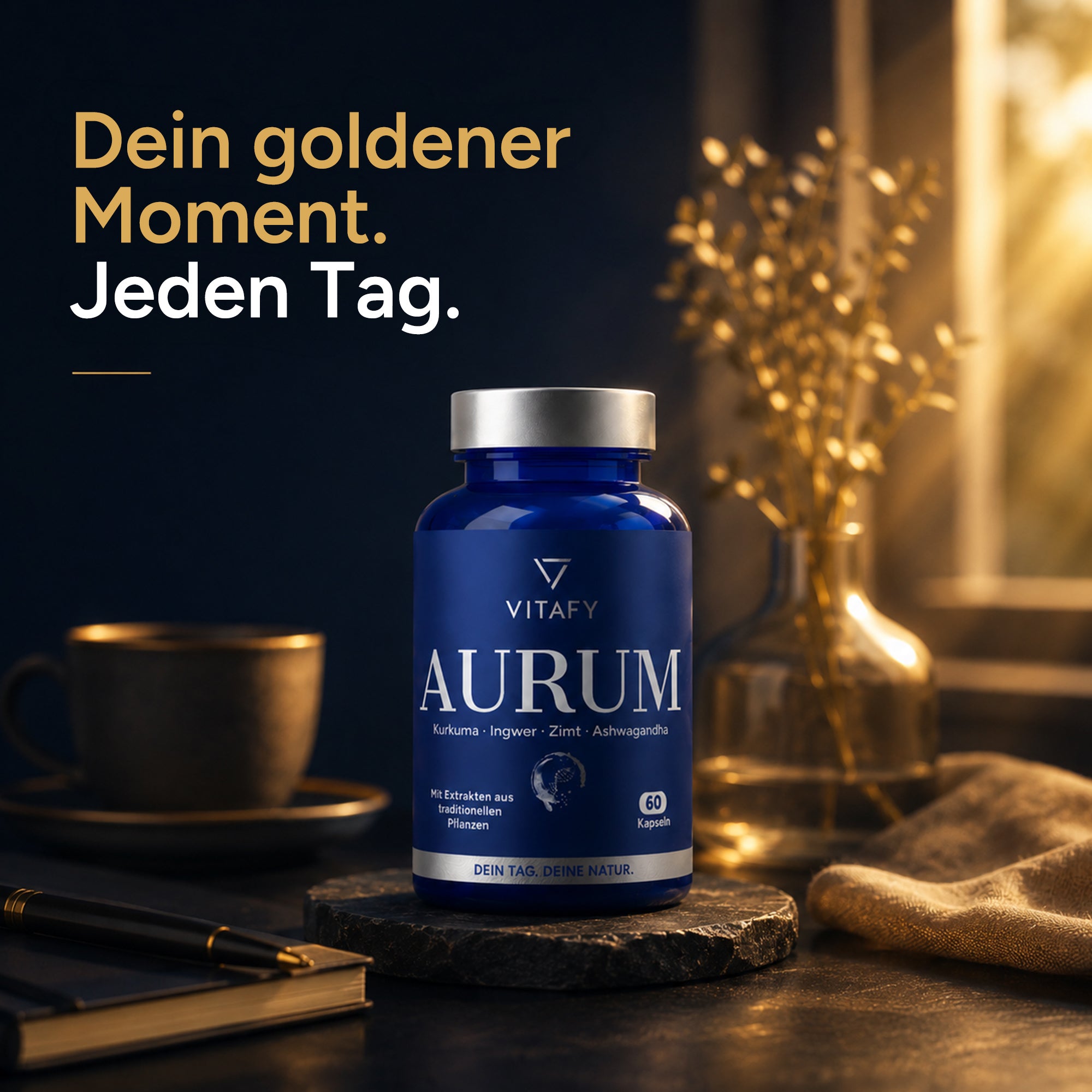 AURUM - Goldene Mischung mit Kurkuma, Ingwer, Zimt & Ashwagandha (60 Kapseln)