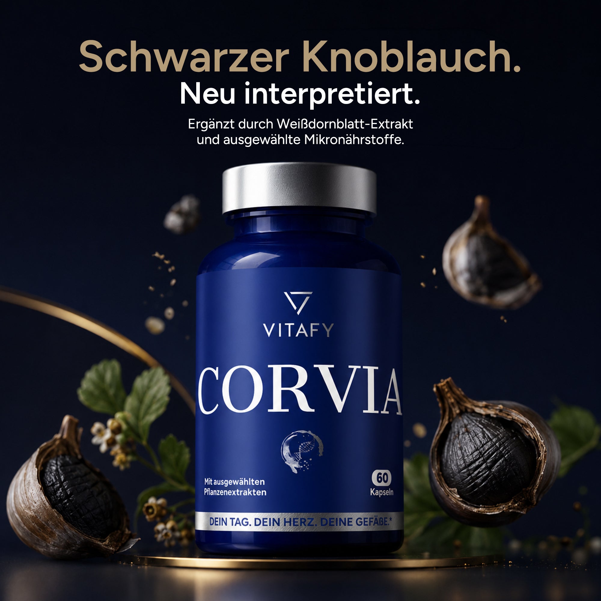 CORVIA - Herz Gefäß Komplex mit schwarzem Knoblauch (60 Kapseln)