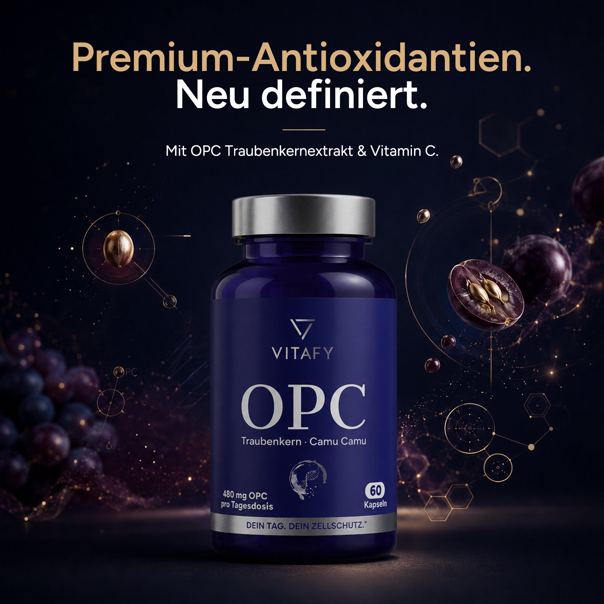 OPC Traubenkernextrakt + Vitamin C (60 Kapseln)