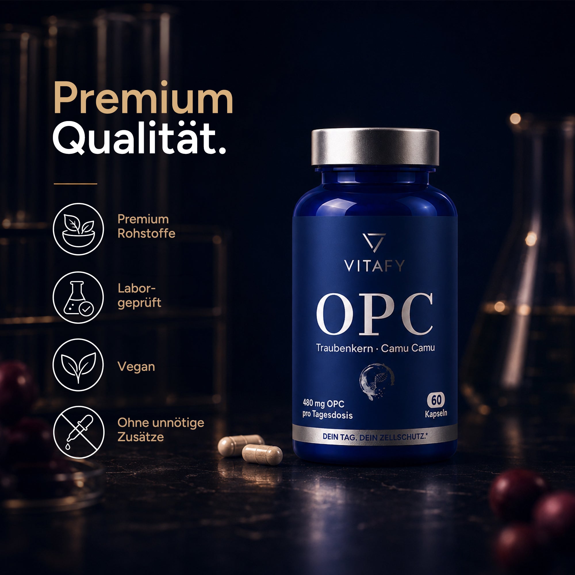 OPC Traubenkernextrakt + Vitamin C (60 Kapseln)