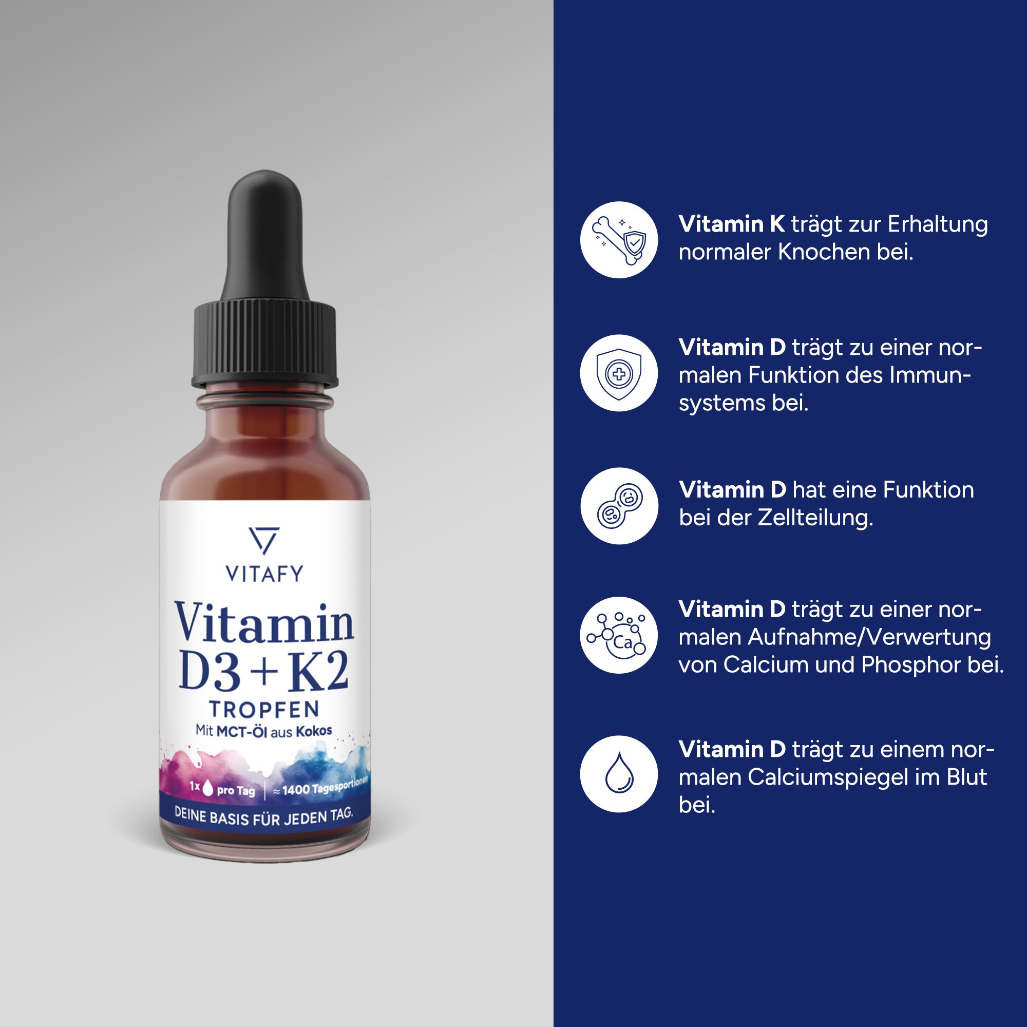 Vitamin D3 + K2 Öl Tropfen (50ml)