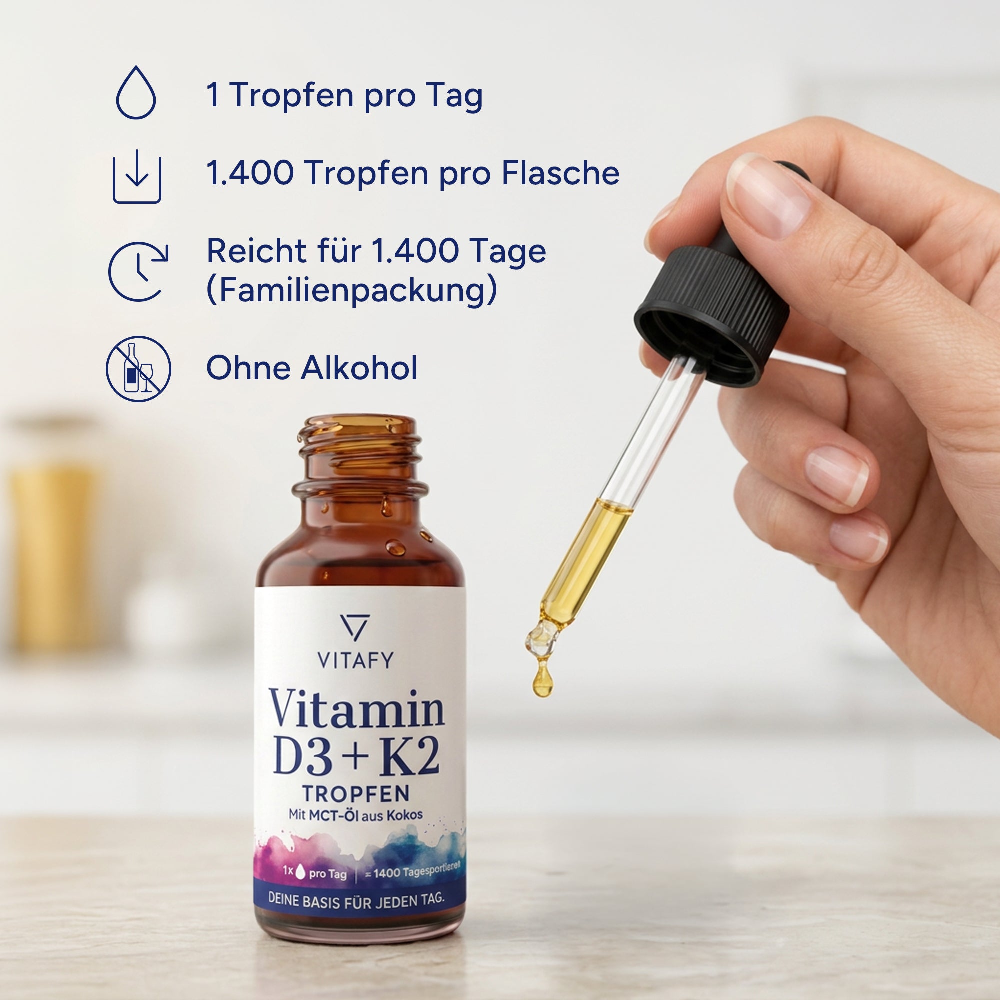 Vitamin D3 + K2 Öl Tropfen (50ml)