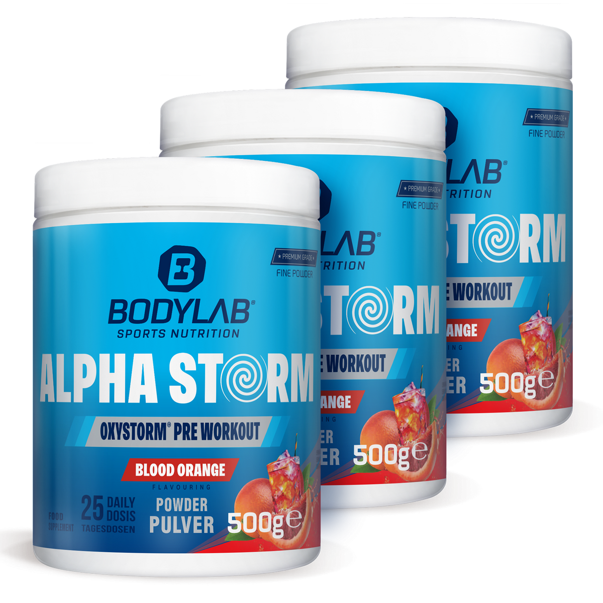 3 x Alpha Storm - OXYSTORM® Pre Workout Blood Orange (je 500g)