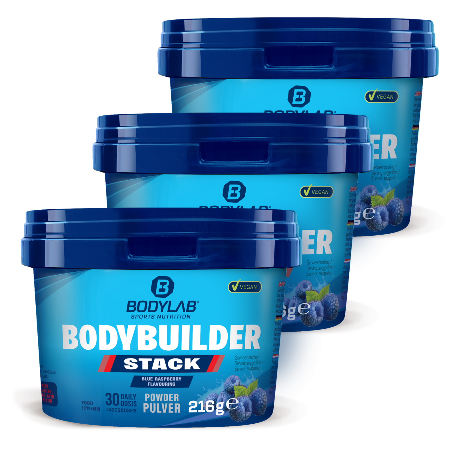 3 x Bodybuilder Stack Powder (je 216g)