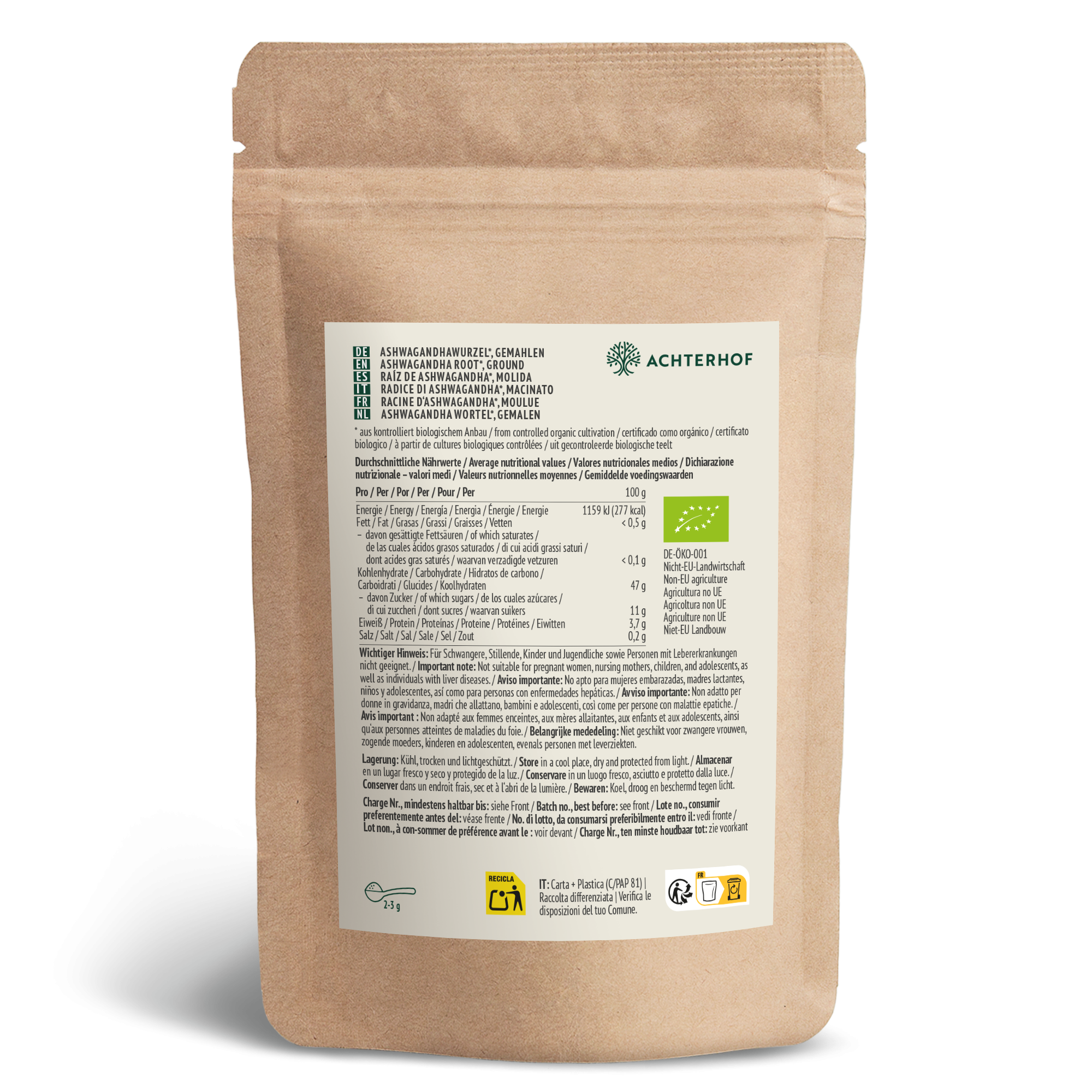 Ashwagandha Pulver Bio (250g)