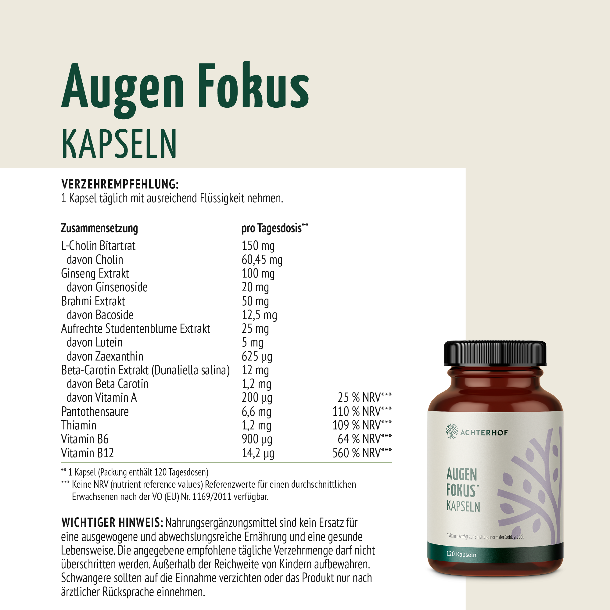Augen Fokus Kapseln (120 Kapseln)