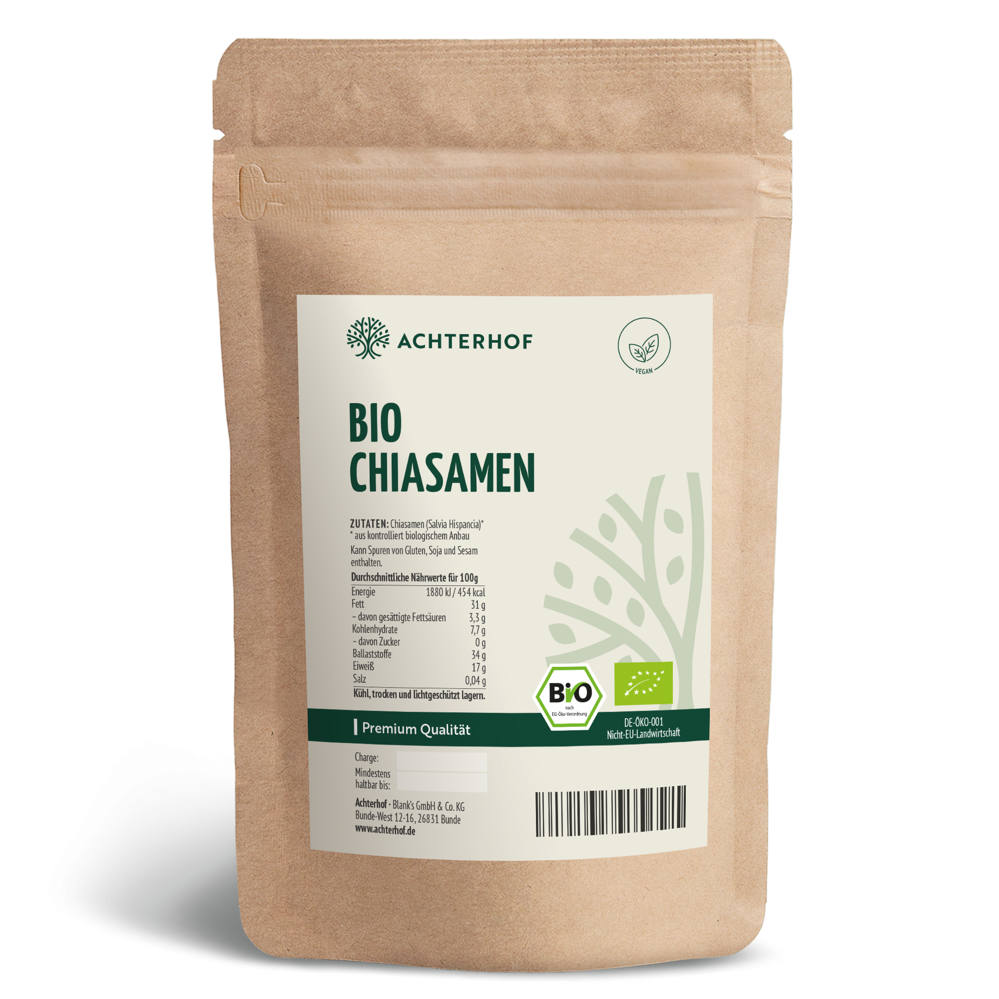 Bio Chia Samen schwarz (1000g)