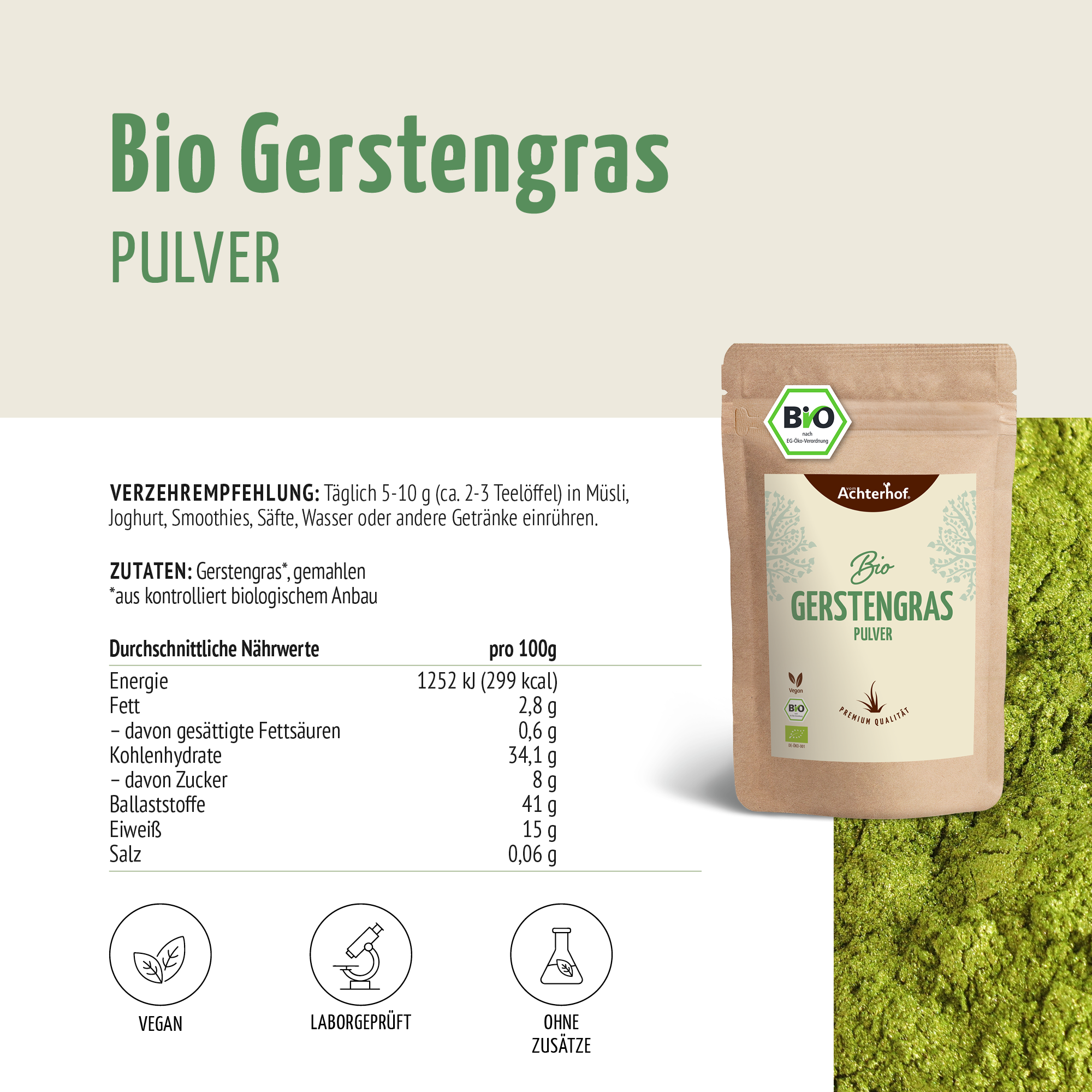 Gerstengras Pulver Bio (1000g)