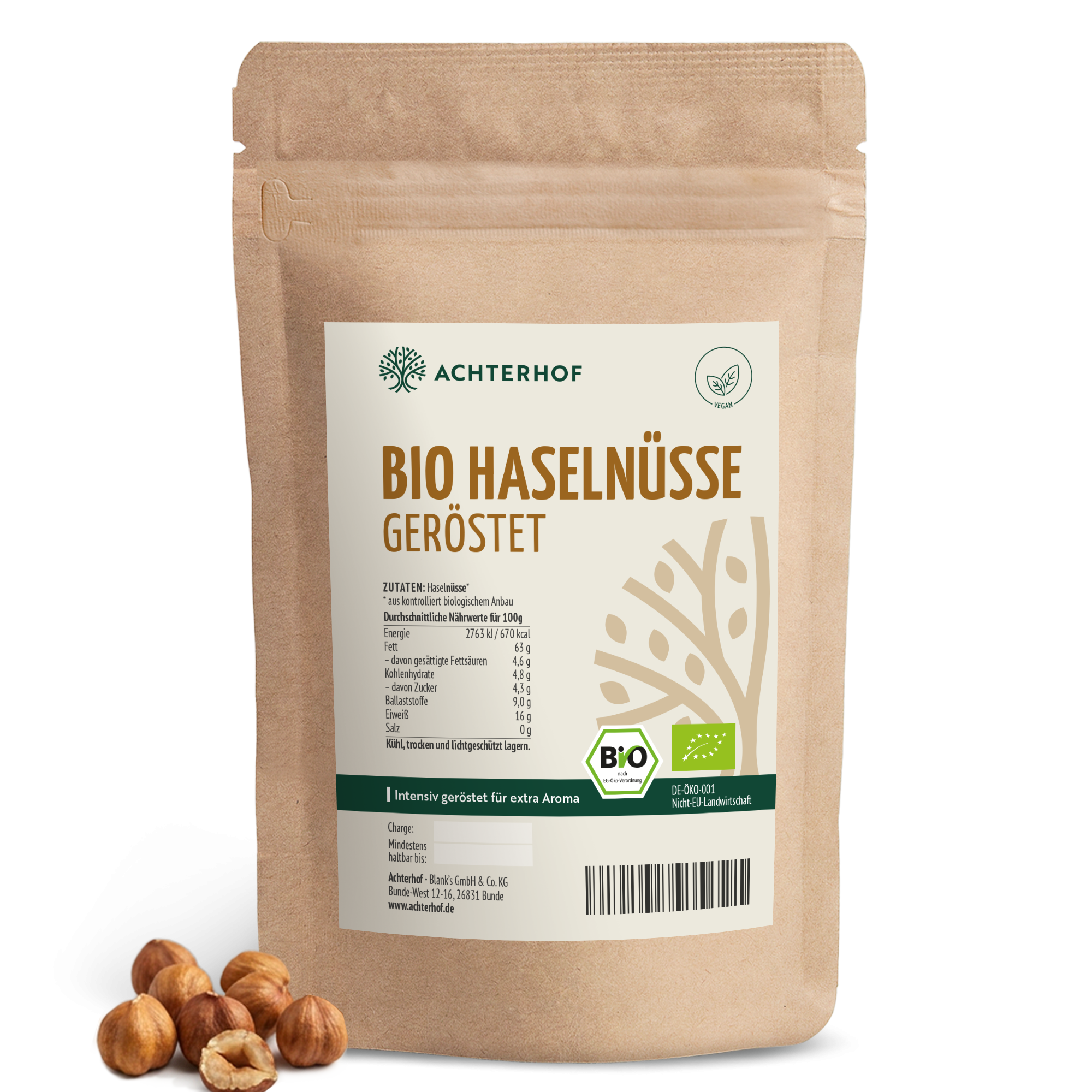 Bio Haselnüsse geröstet (500g)
