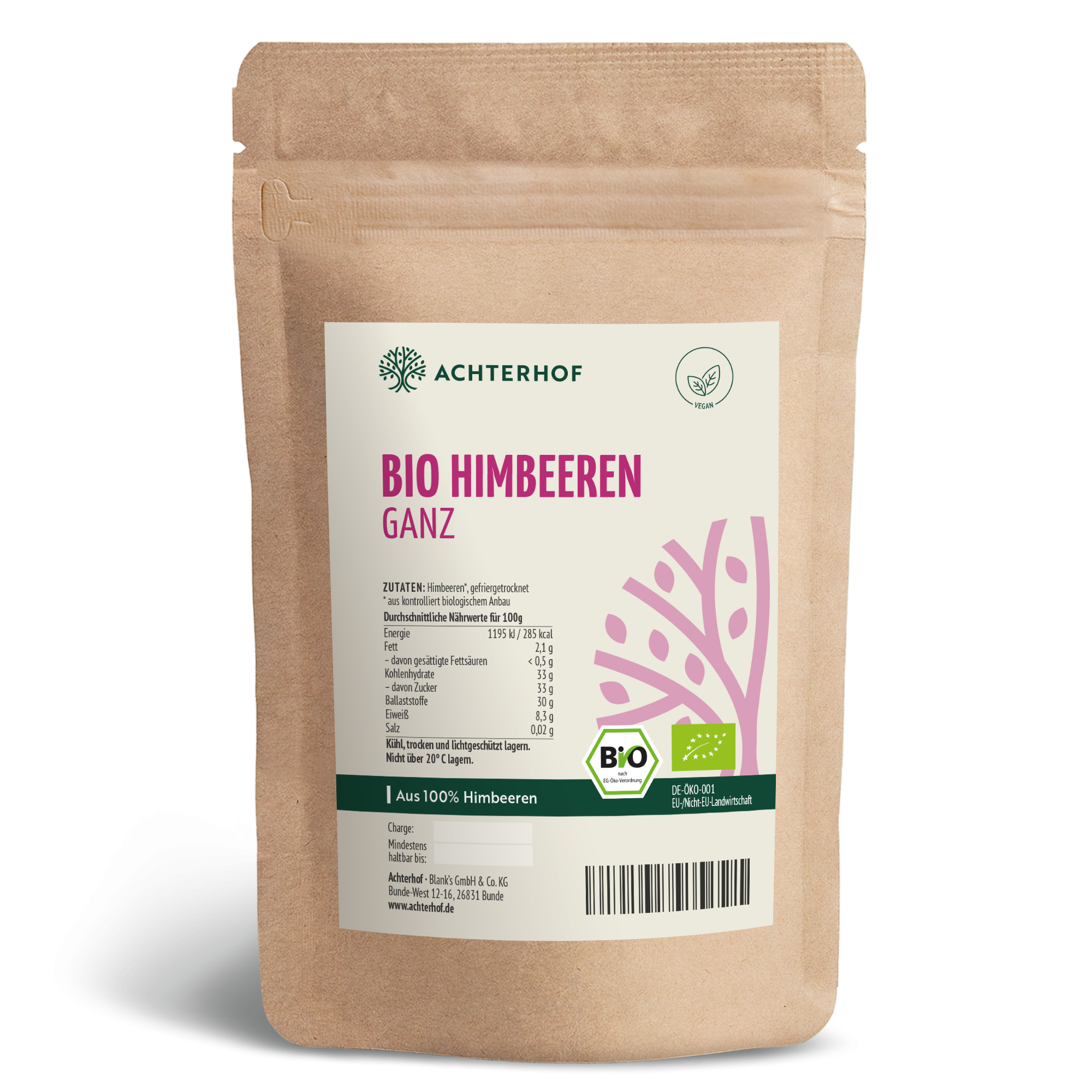 Bio Himbeeren gefriergetrocknet (100g)