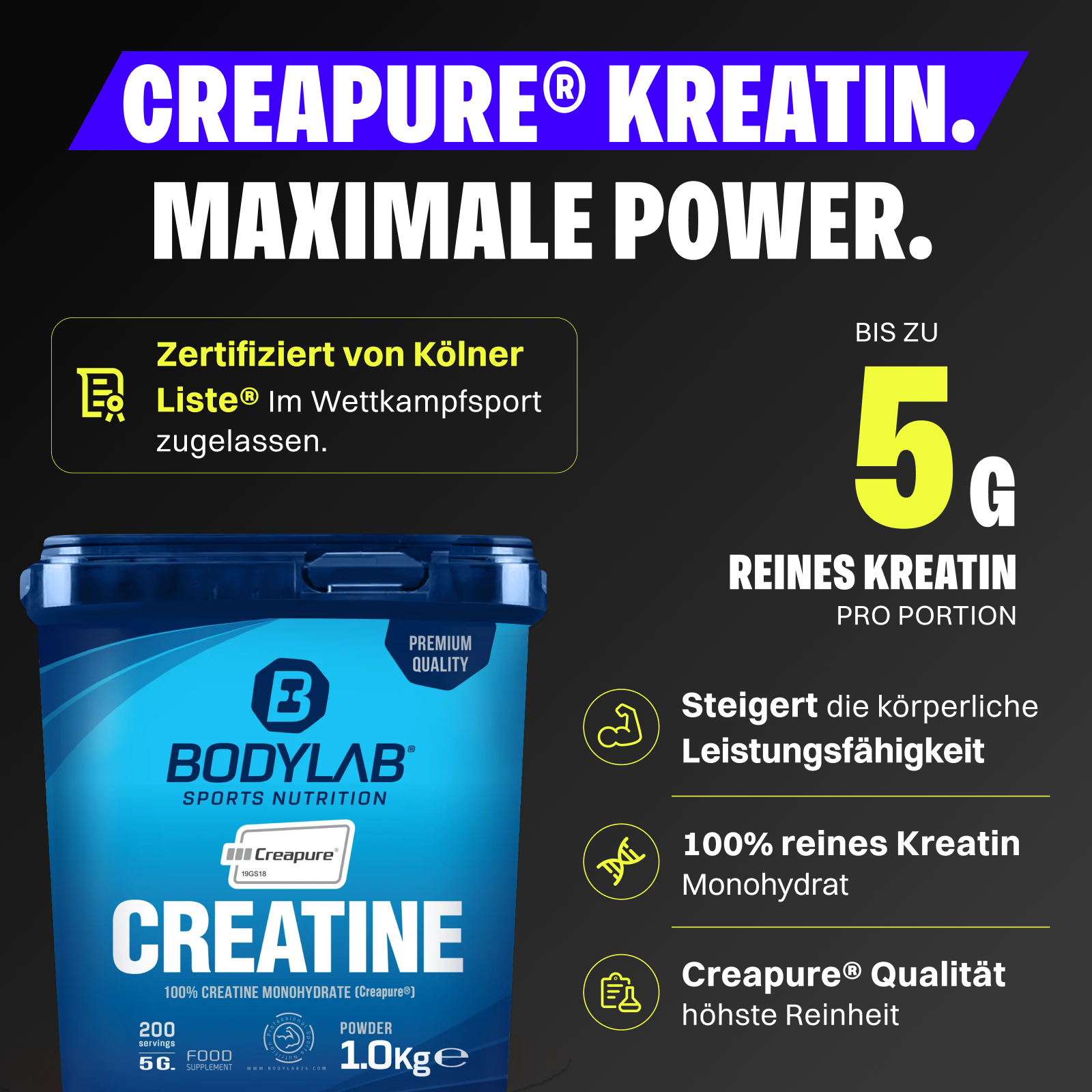 1 kg Creatine (Creapure®) (2 x 500 g)