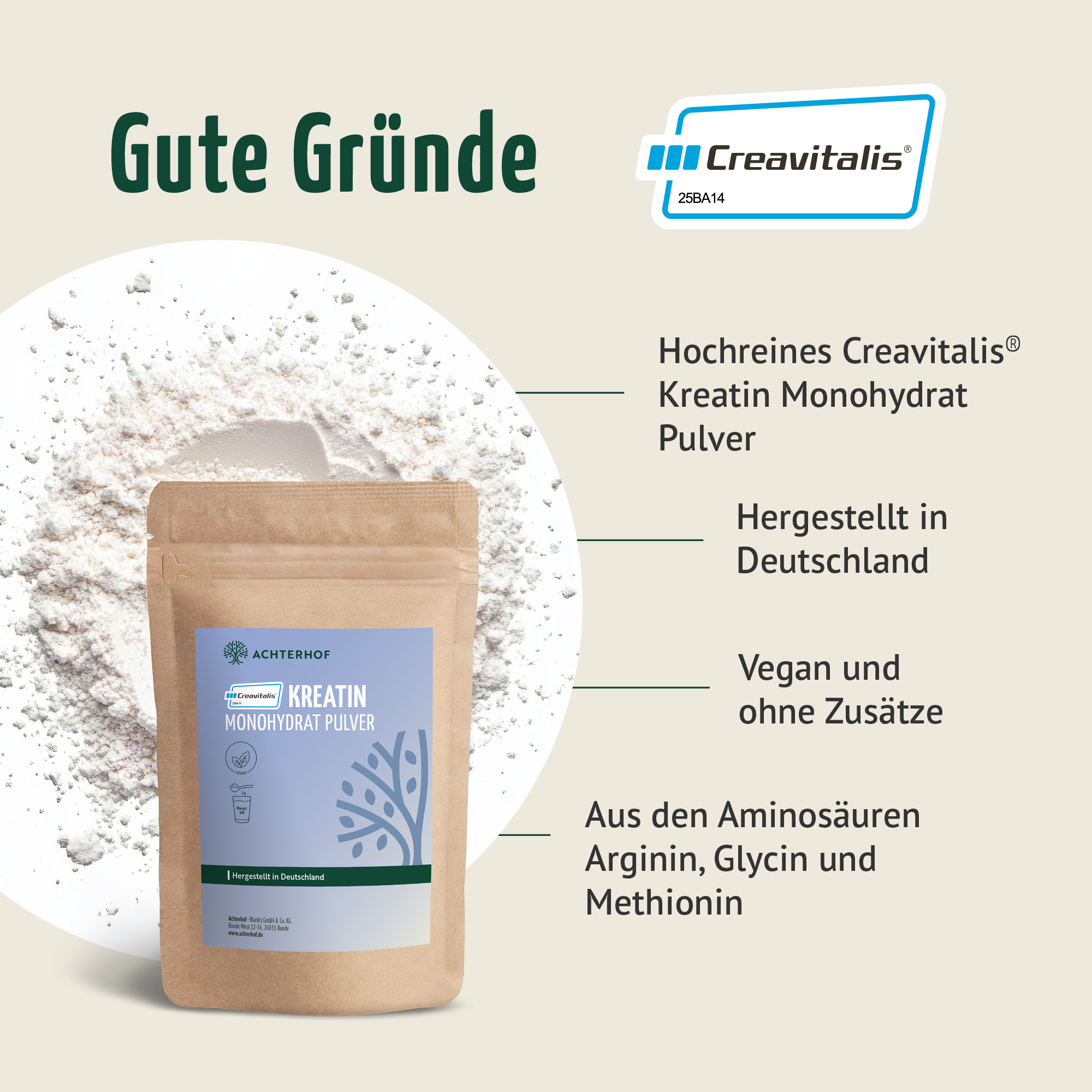 Creavitalis® Kreatin Monohydrat Pulver (500g)