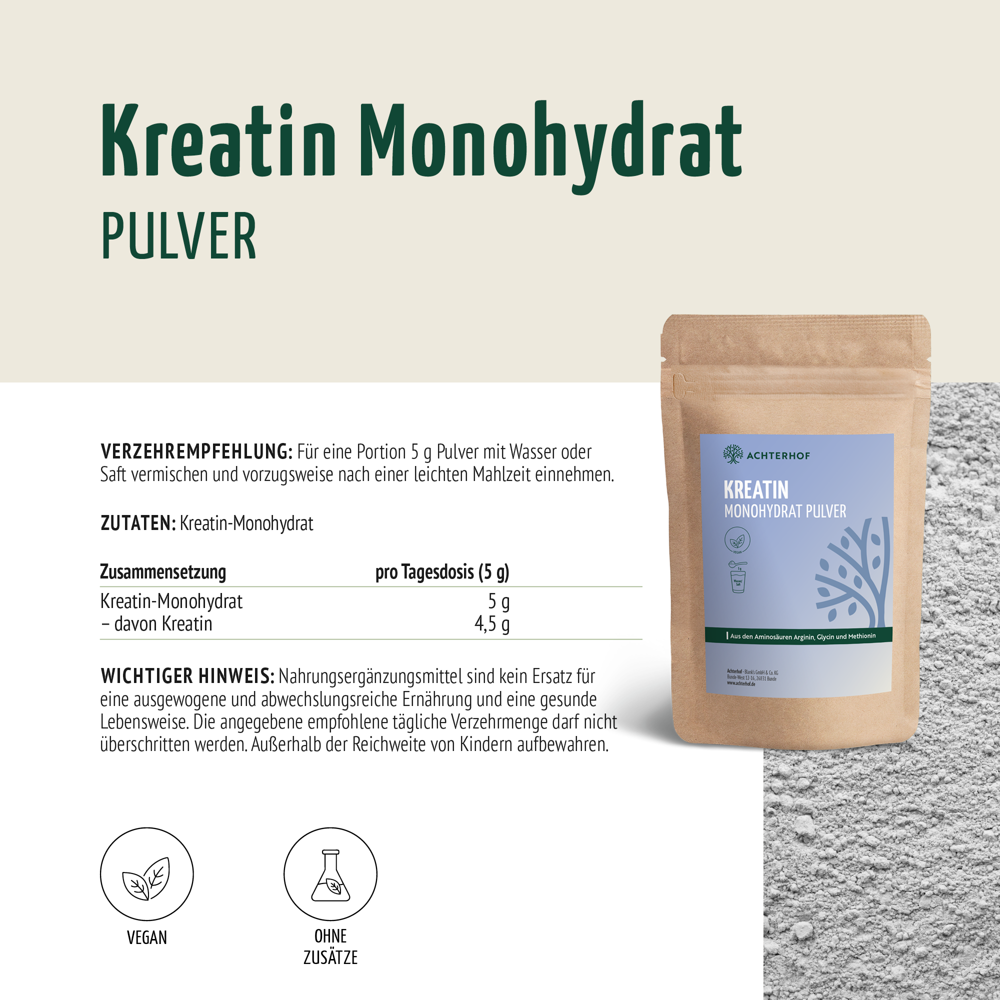 Kreatin Monohydrat Pulver (500g)