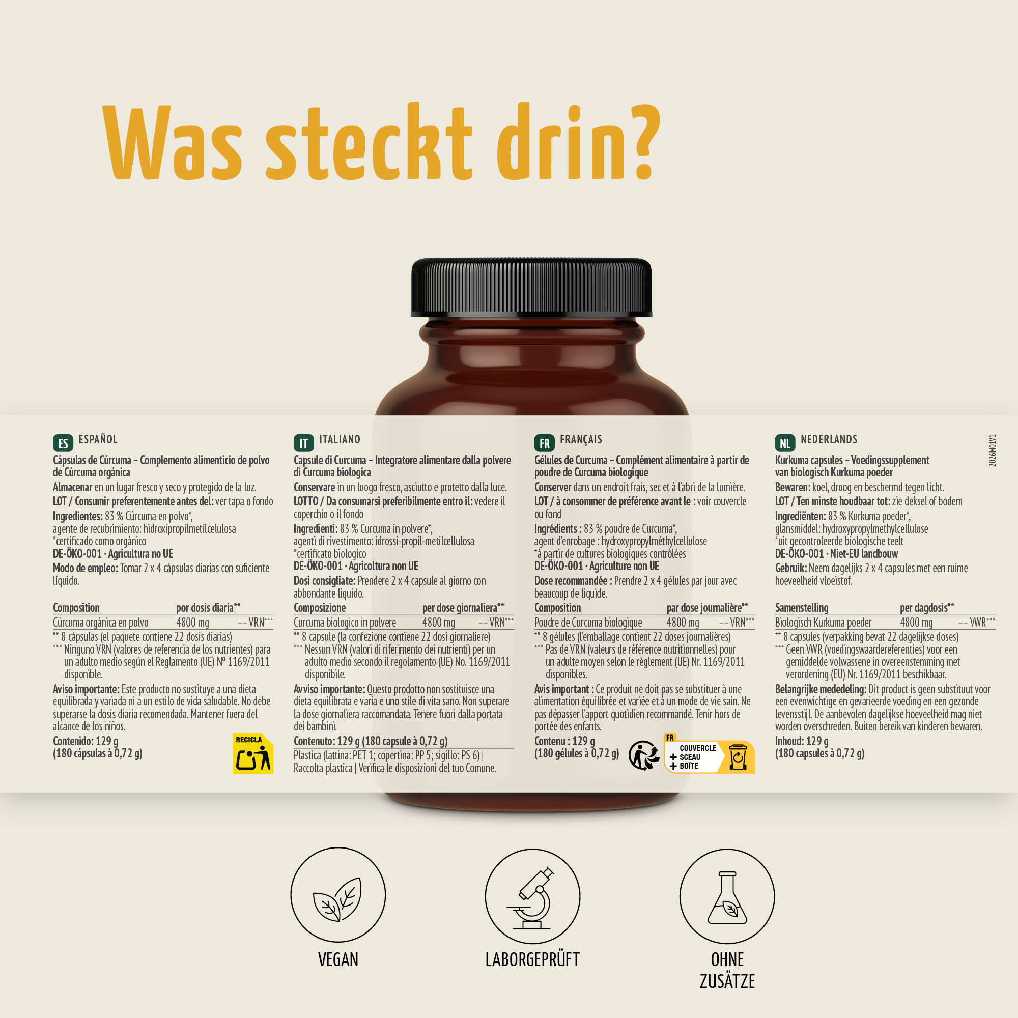 Kurkuma Kapseln Bio (180 Kapseln)