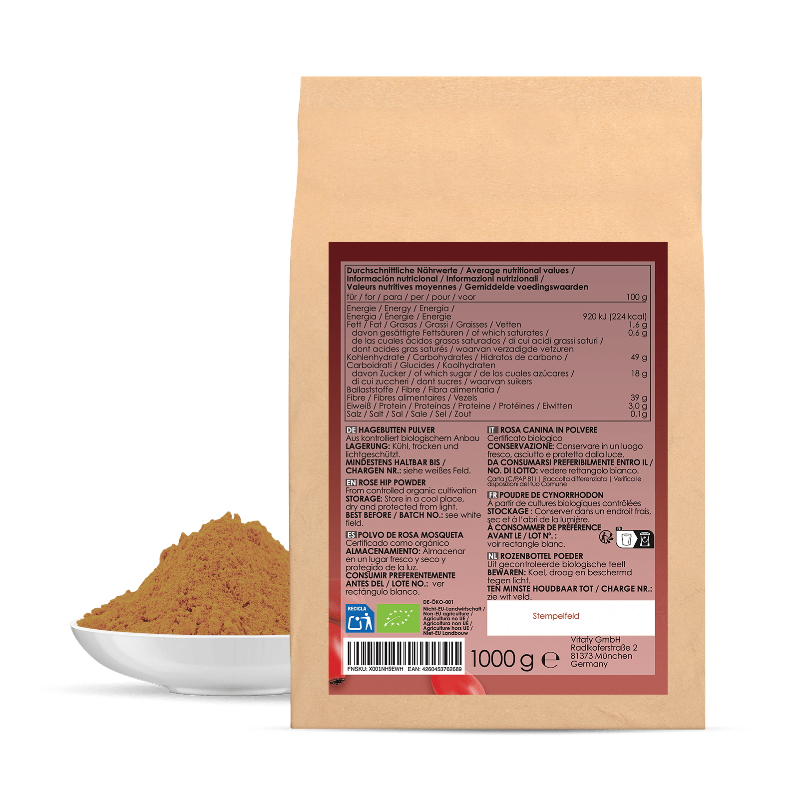 Doppelpack: Hagebuttenpulver bio (2x1000g)