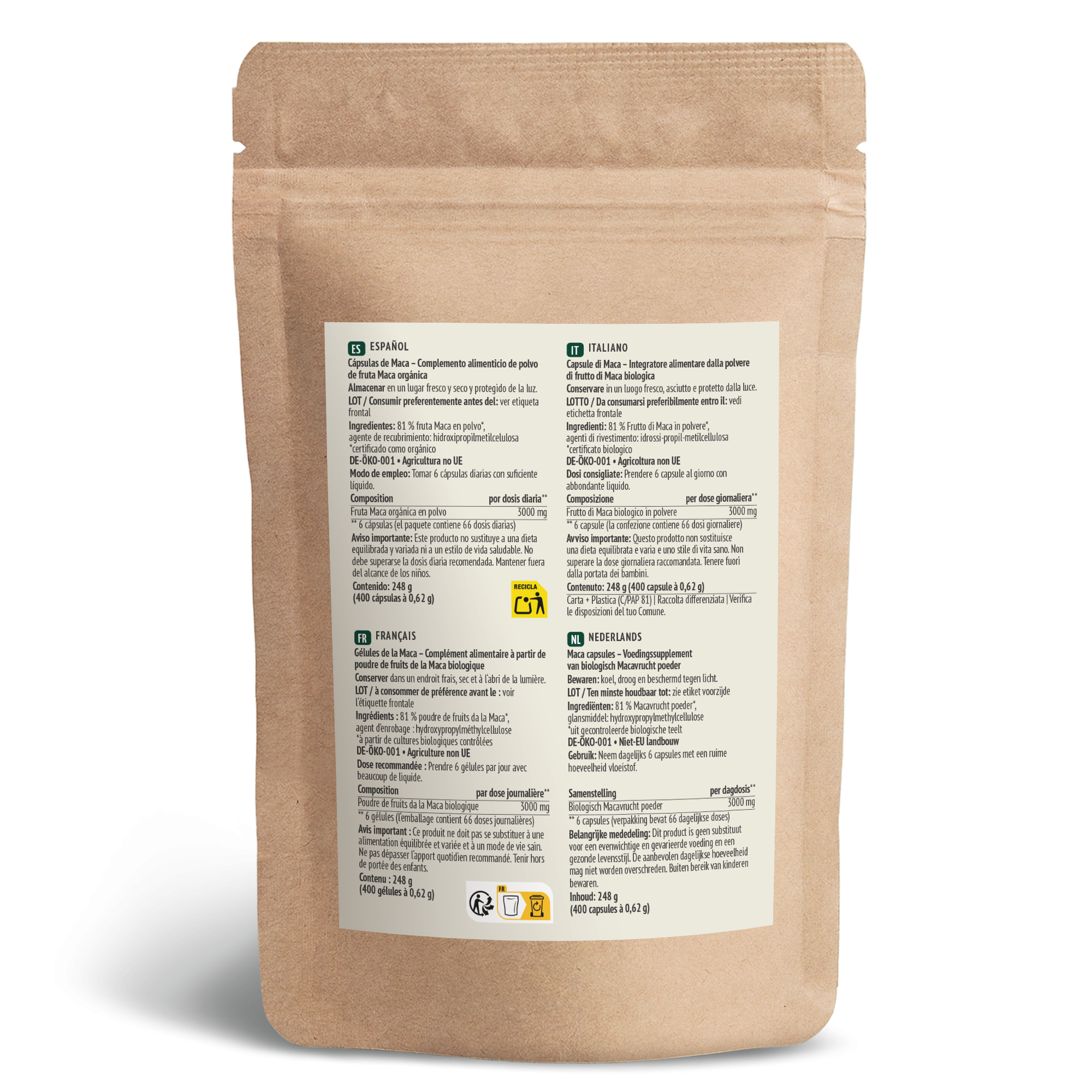 Maca Kapseln Bio Nachfüllpack (400 Kapseln)