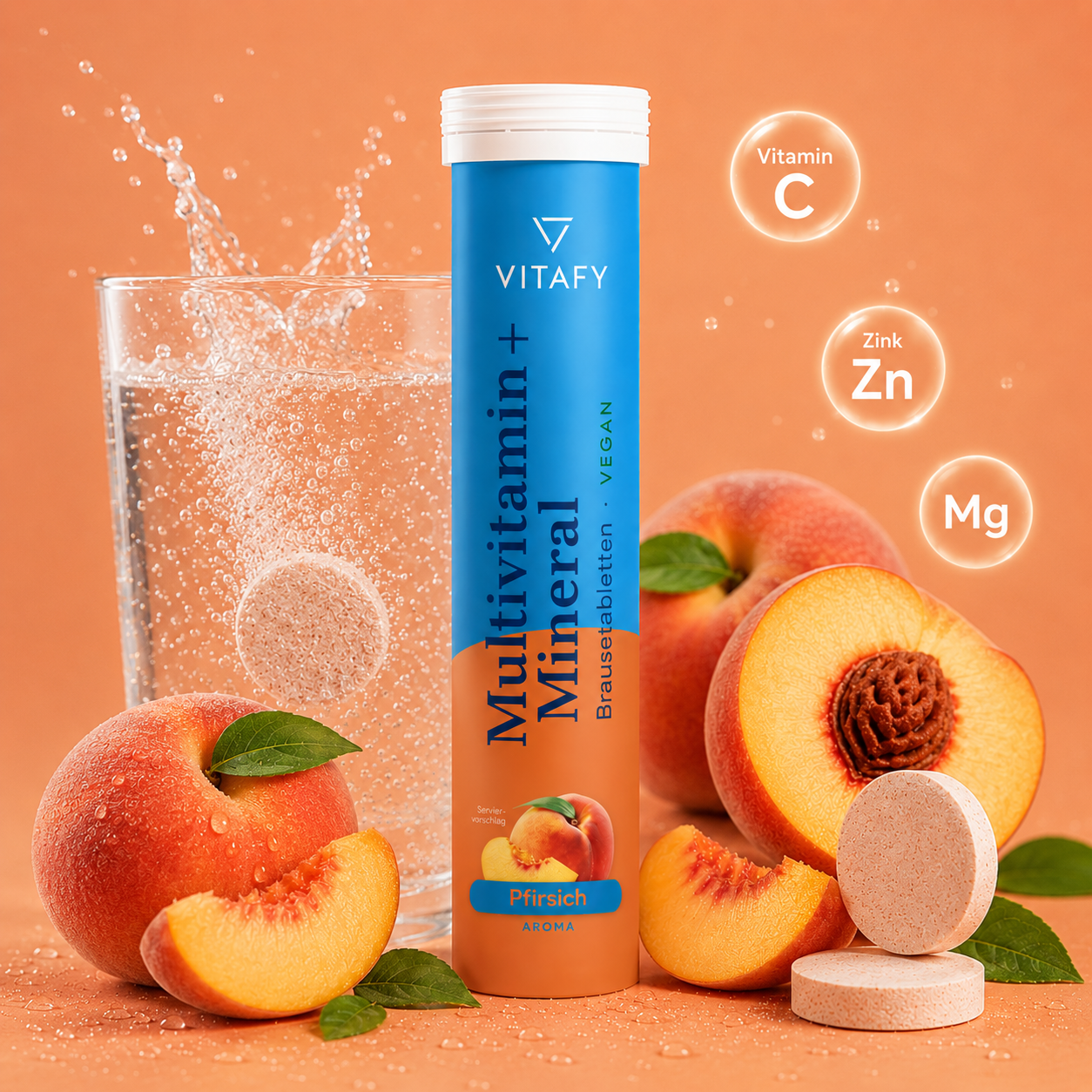 Multivitamin + Mineral - Pfirsich (20 Brausetabletten) - 6er Pack