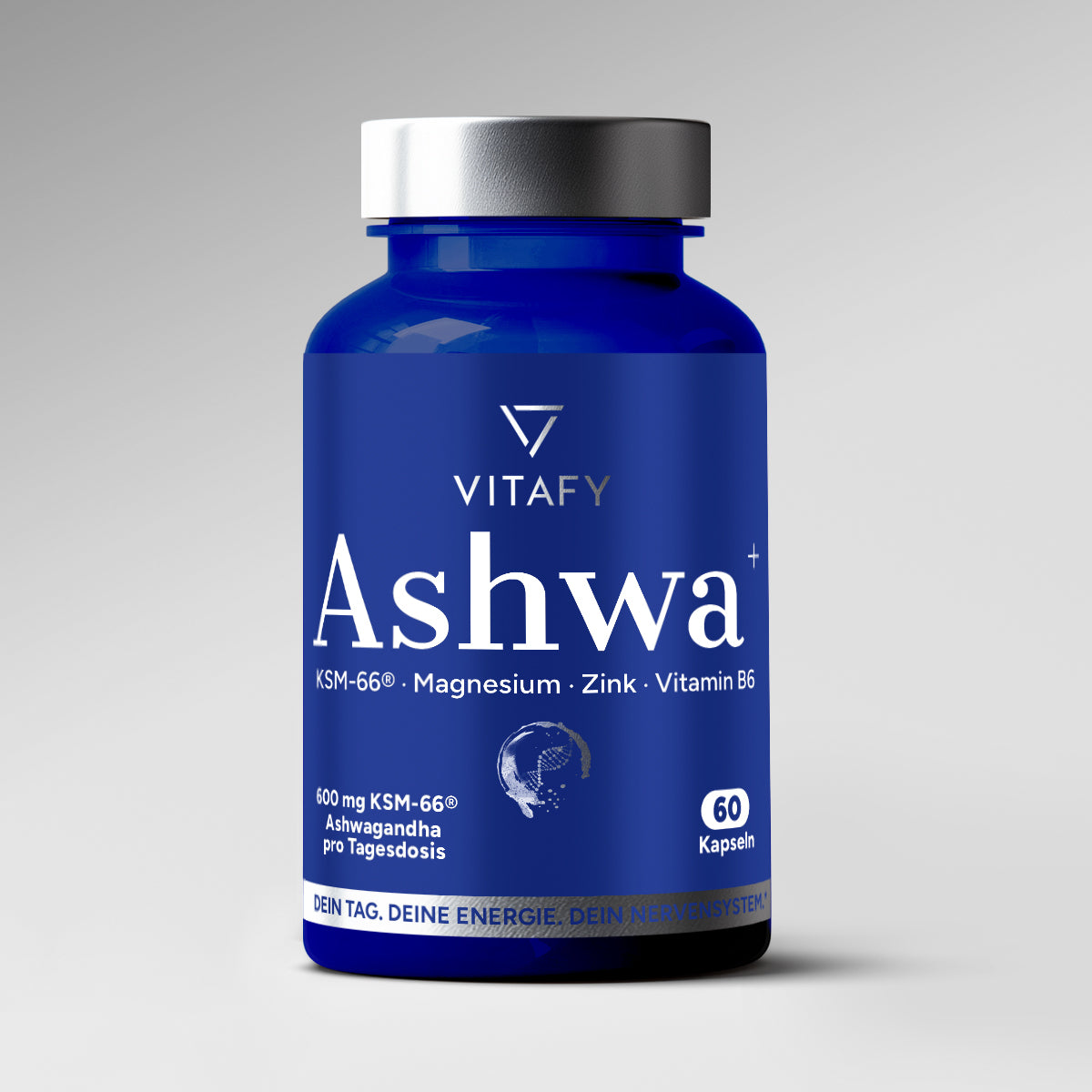 Ashwa+ Ashwagandha KSM-66® mit Magnesium, Zink & Vitamin B6 (60 Kapseln)
