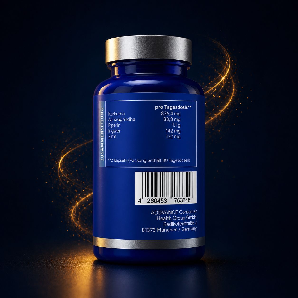 AURUM - Goldene Mischung mit Kurkuma, Ingwer, Zimt & Ashwagandha (60 Kapseln)