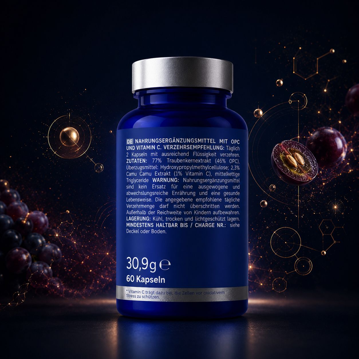 OPC Traubenkernextrakt + Vitamin C (60 Kapseln)