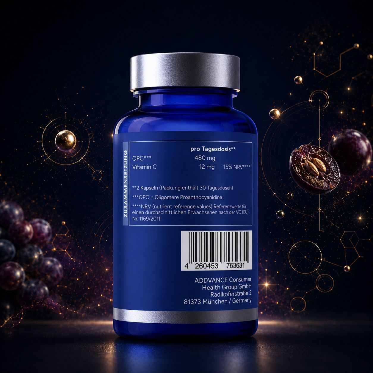 OPC Traubenkernextrakt + Vitamin C (60 Kapseln)