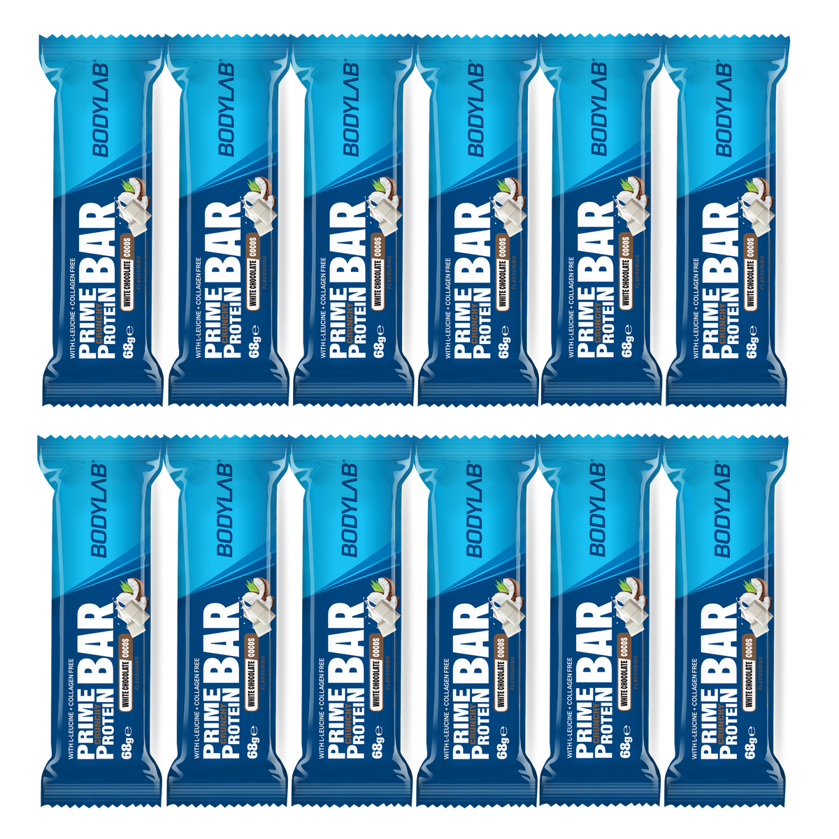 Prime Crunchy Protein Bar - 3g Leucin (12x65g) White Chocolate & Coconut