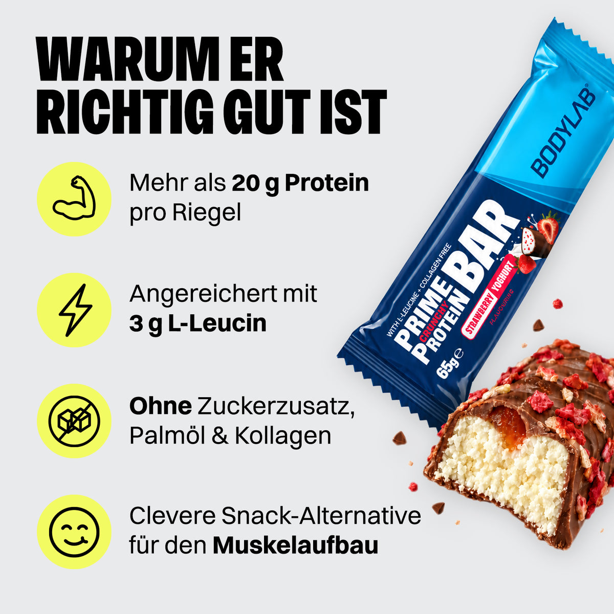 Prime Crunchy Protein Bar - 3g Leucin (12x65g)