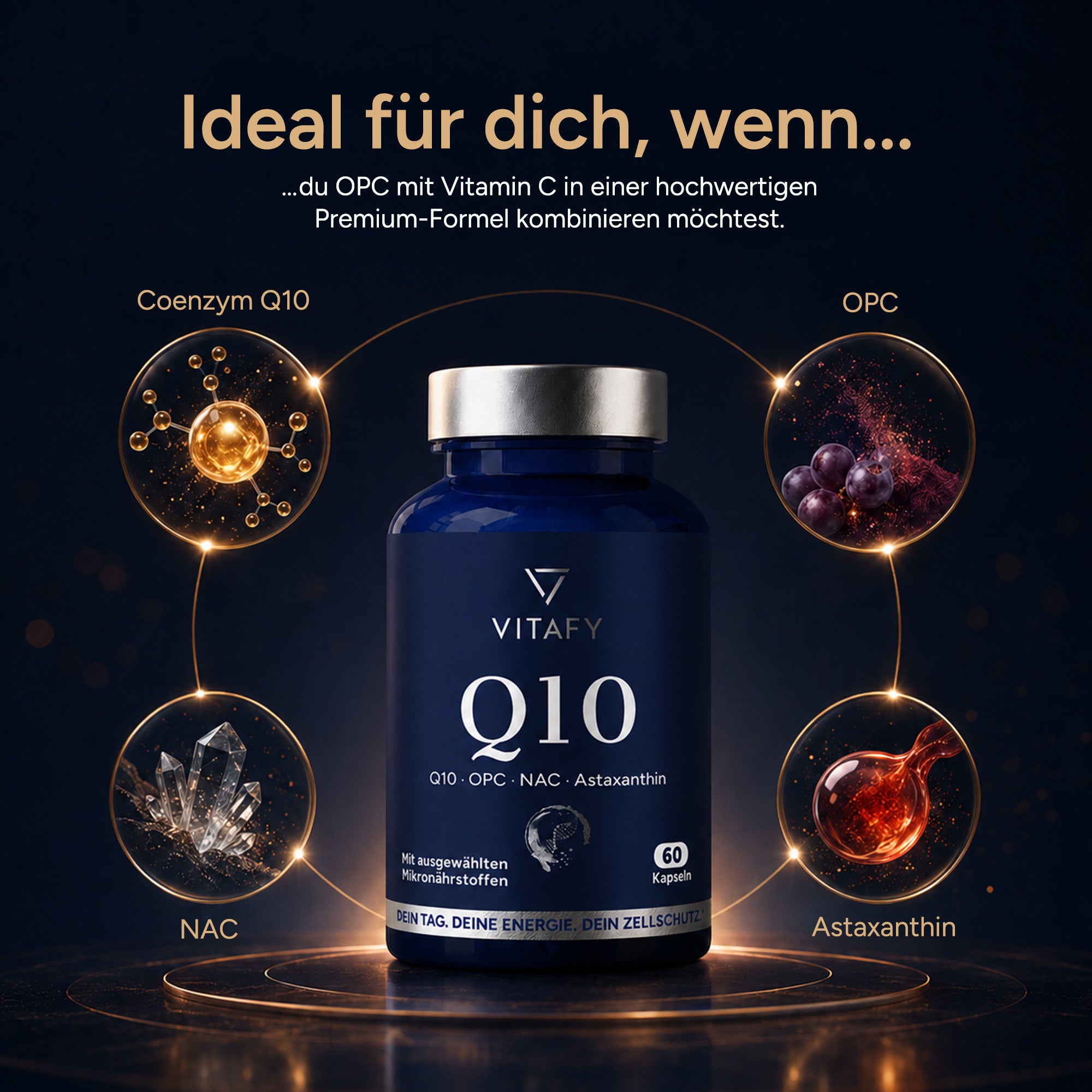Q10 Zellschutz Komplex mit OPC, NAC und Astaxanthin (60 Kapseln)