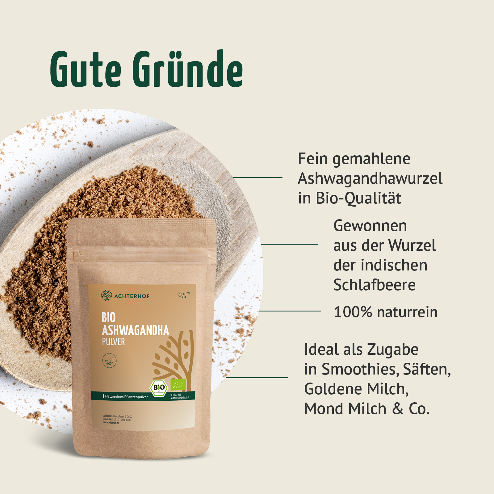 Ashwagandha Pulver Bio (250g)