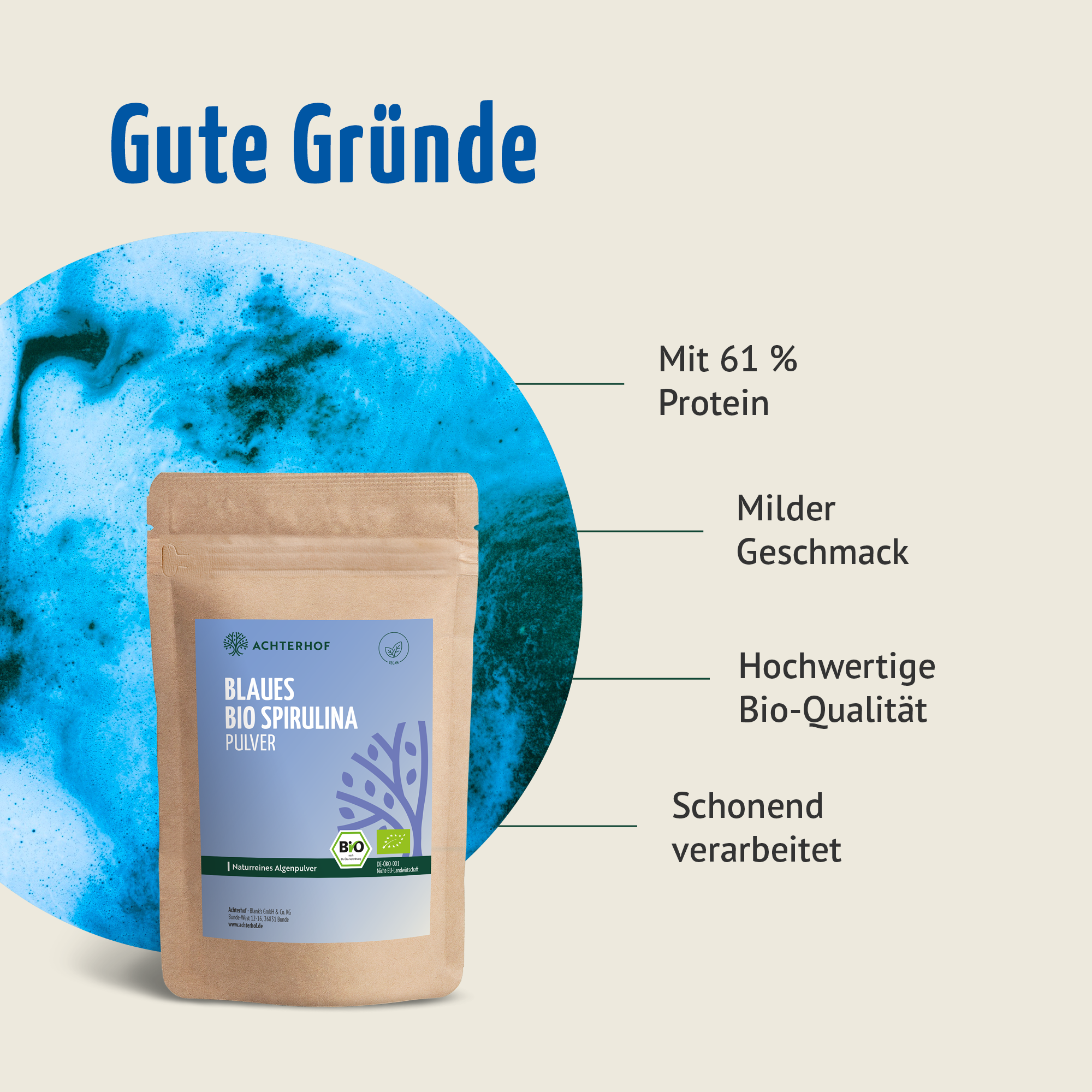 Blaues Bio Spirulina Pulver (100g)