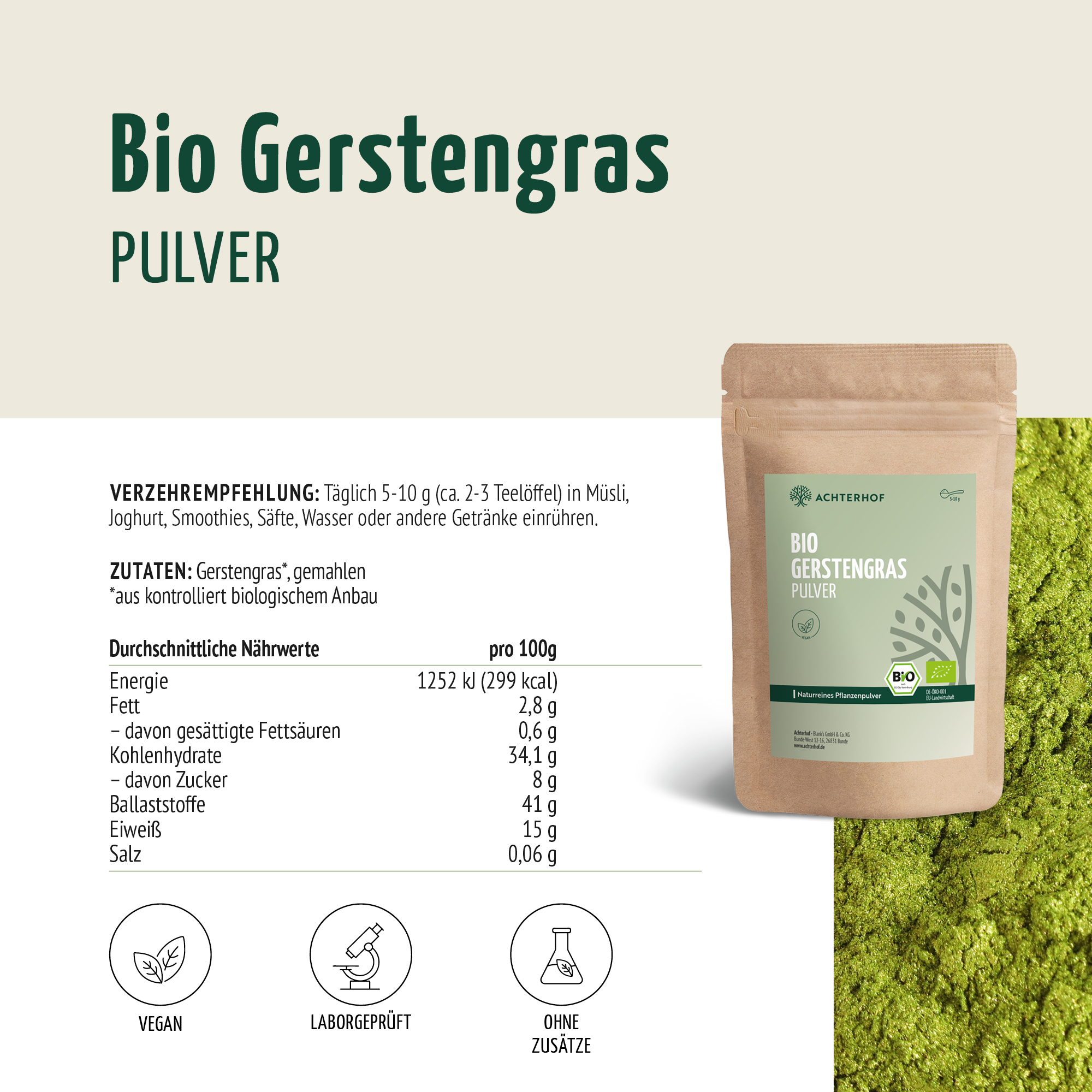 Gerstengras Pulver Bio (500g)