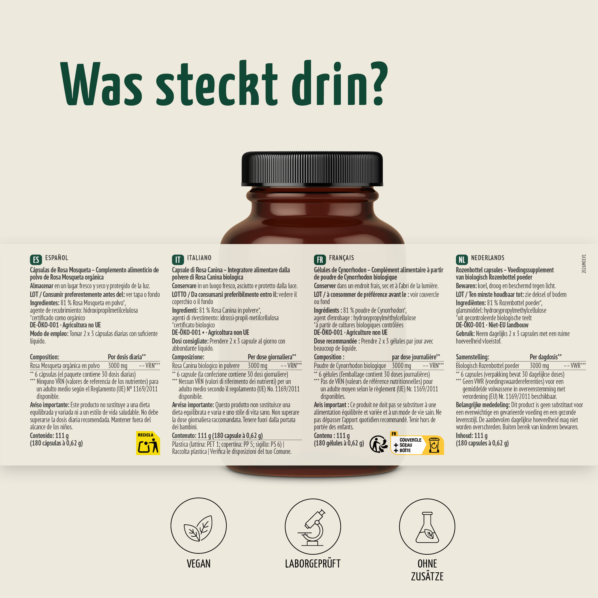 Hagebutten Kapseln Bio (180 Kapseln)