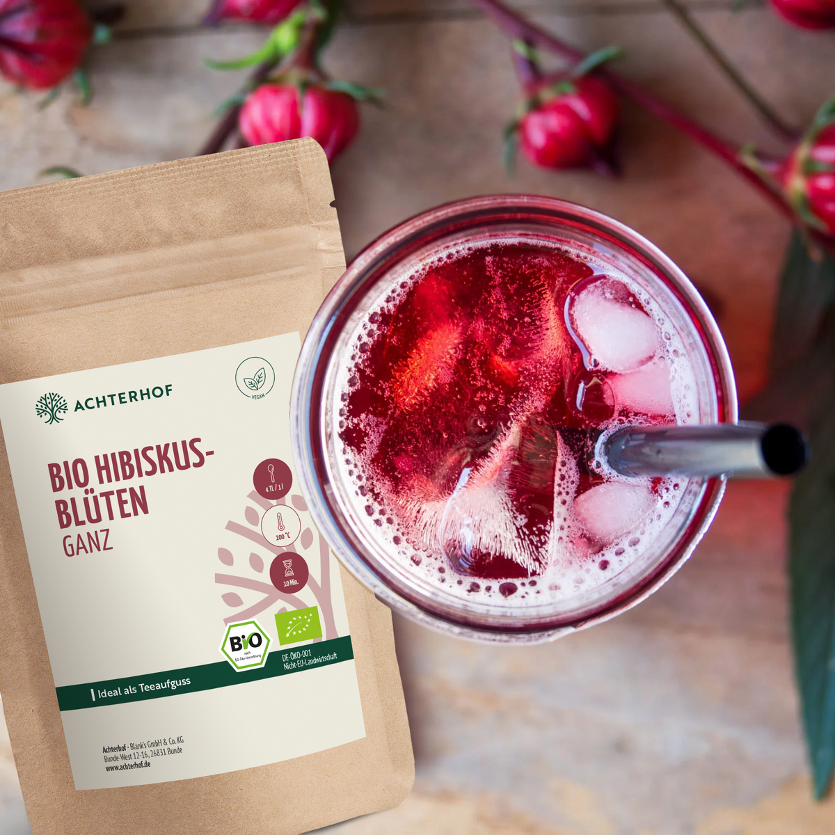 Hibiskusblüten ganz / getrocknet Bio (250g)