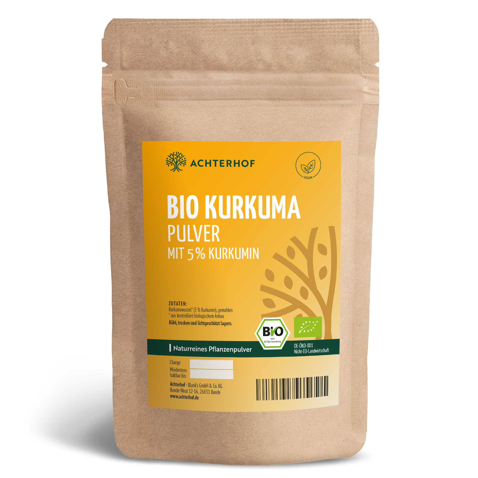Bio Kurkuma Pulver 5% Curcumin (250g)