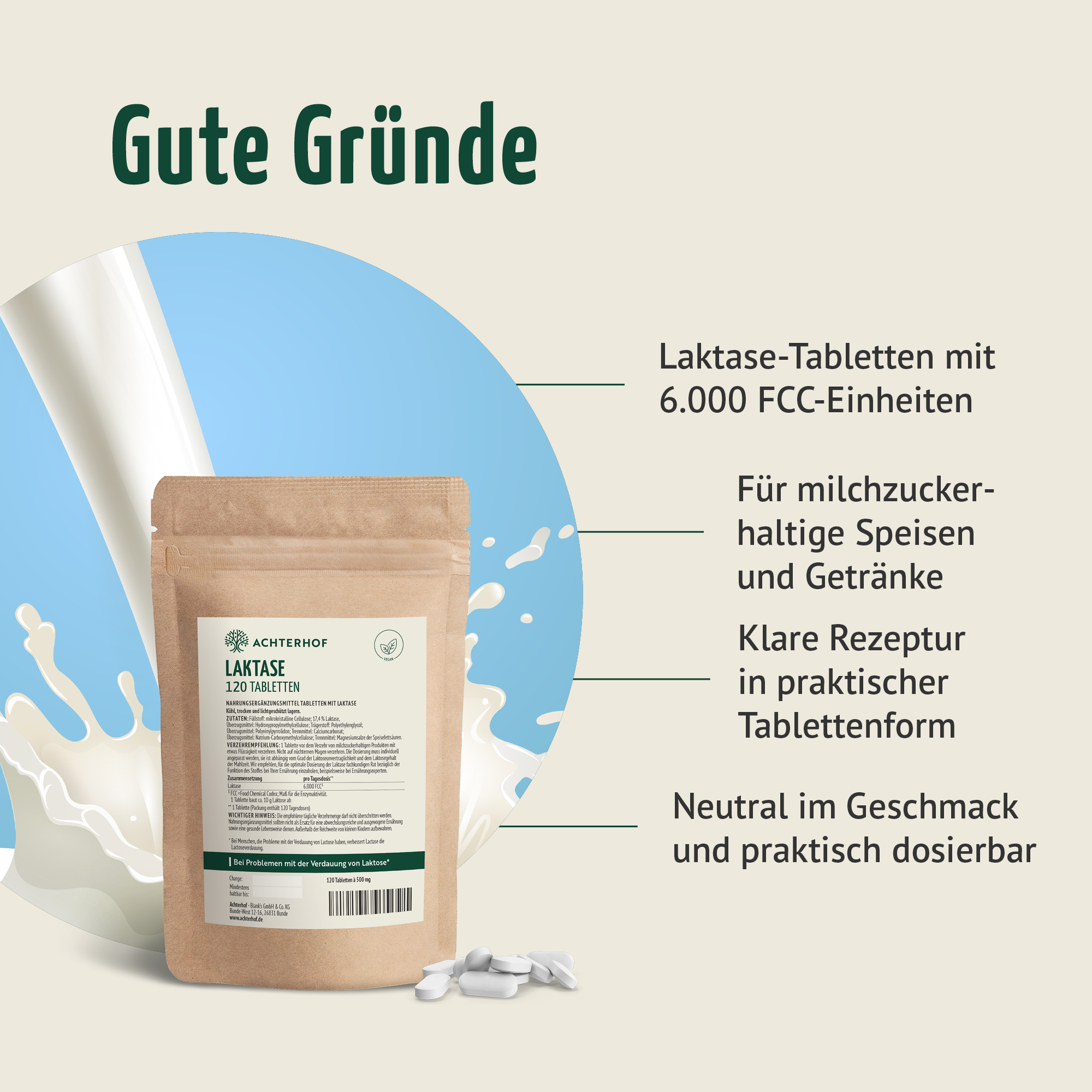 Laktase Tabletten (120 Kapseln)