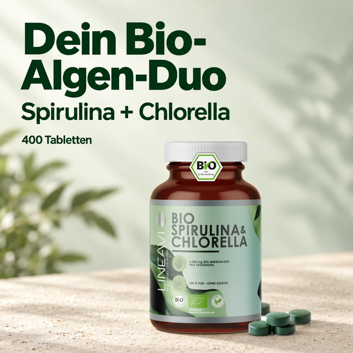Bio Spirulina & Chlorella (400 Tabletten)