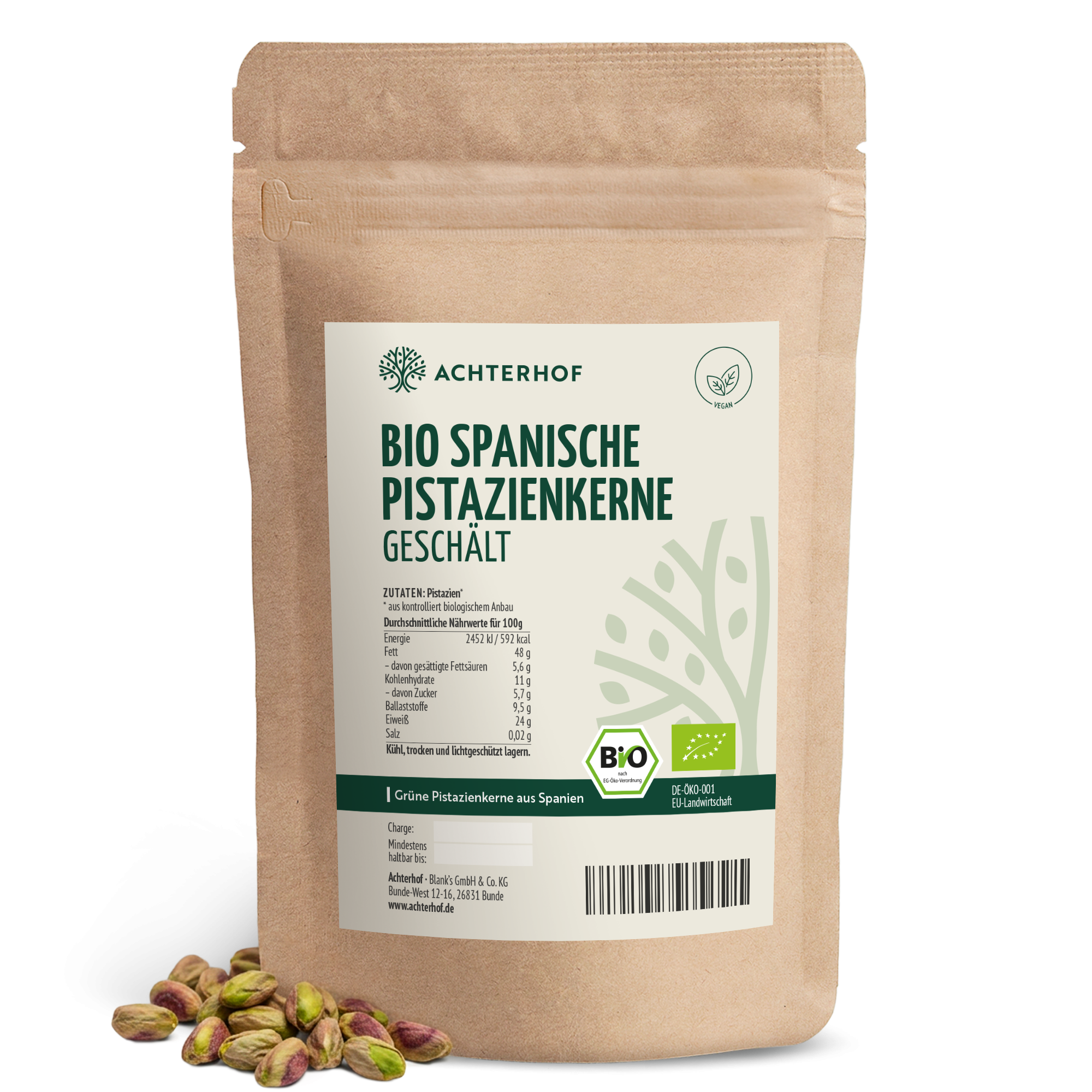 Bio spanische Pistazienkerne geschält (250g)