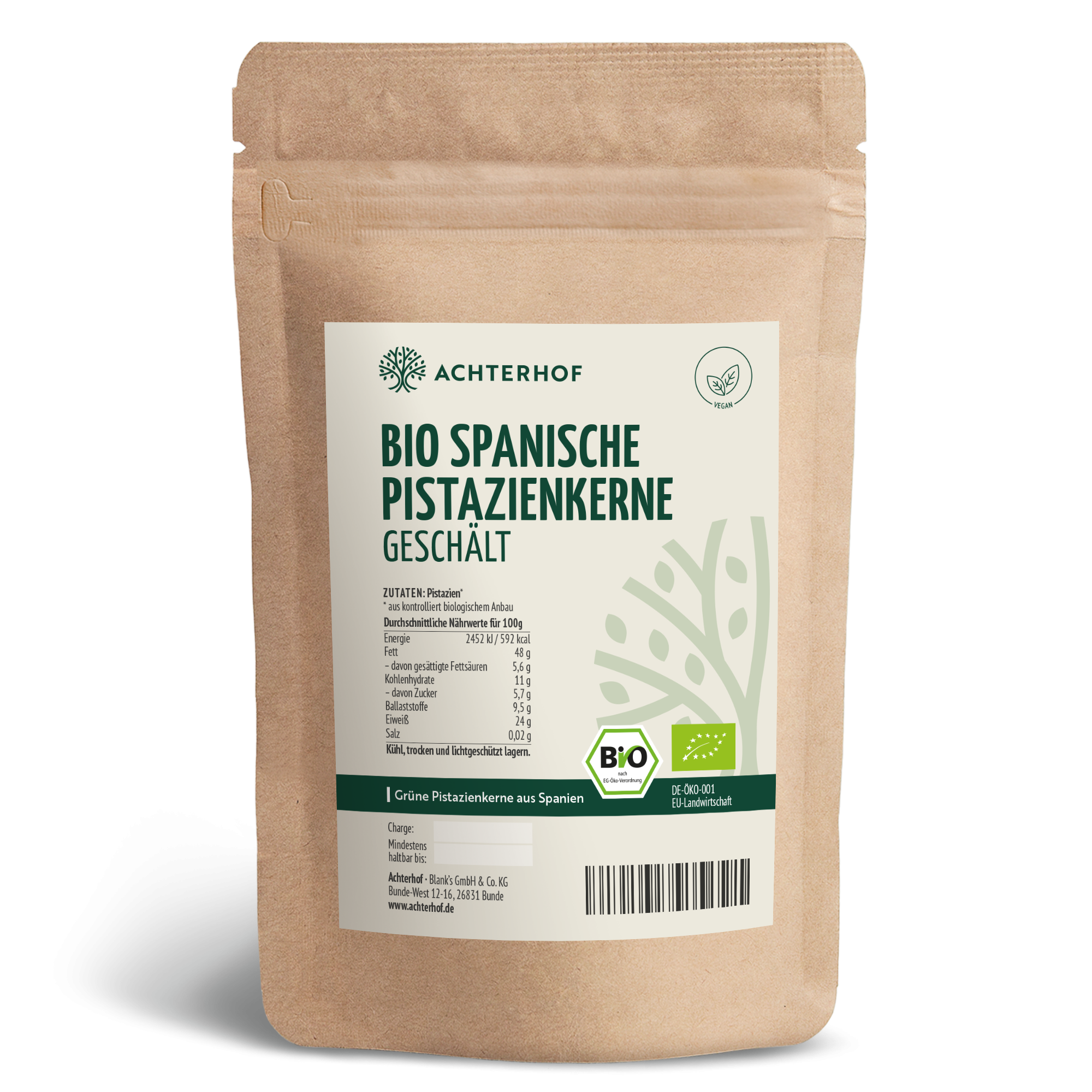 Bio spanische Pistazienkerne geschält (500g)