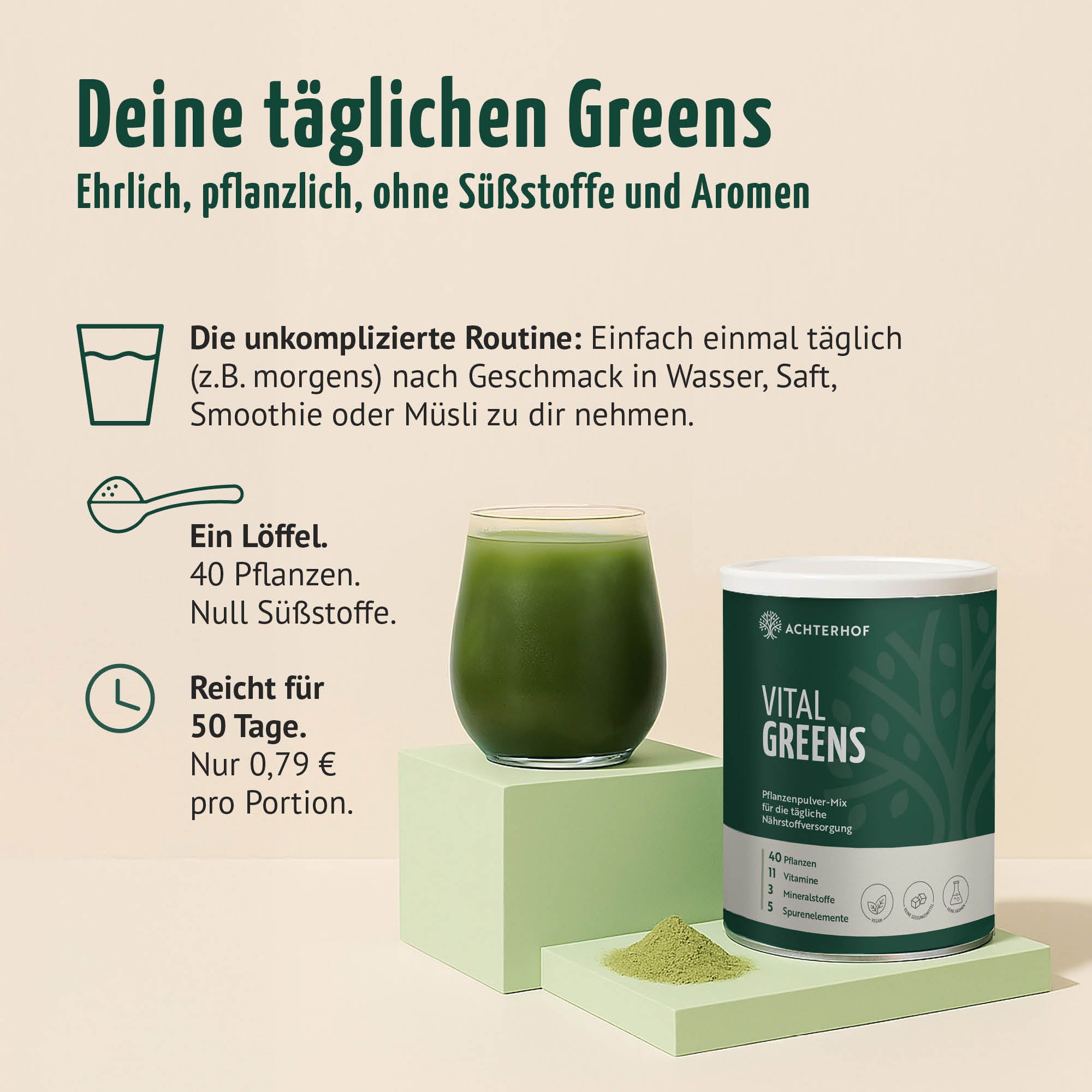 Greens & Glas-Trinkflasche Set